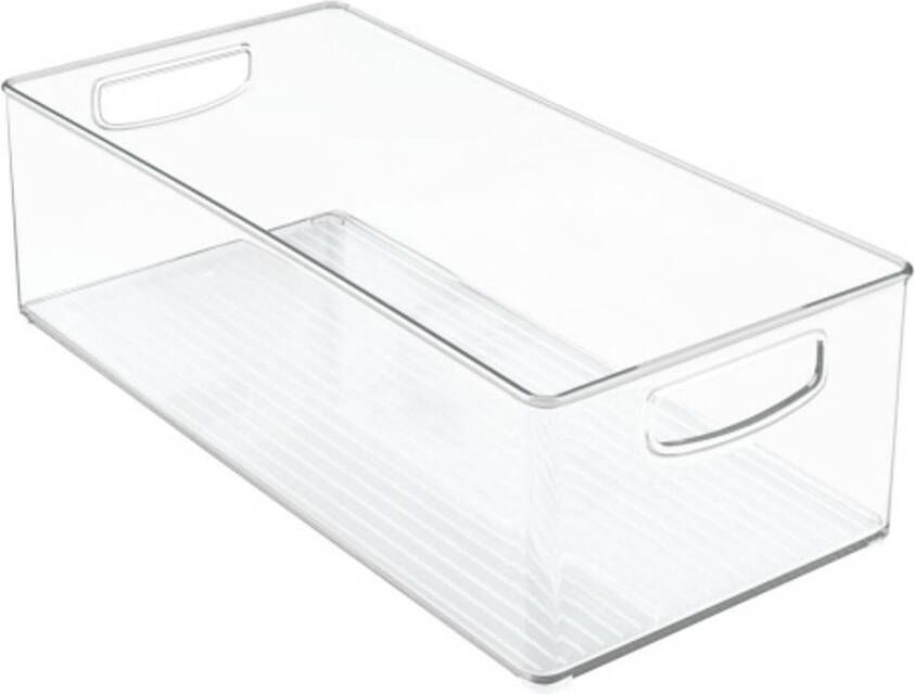 IDesign Opbergbox met Handvaten 20.3 x 40.6 x 12.7 cm Stapelbaar Kunststof Transparant | Kitchen Binz