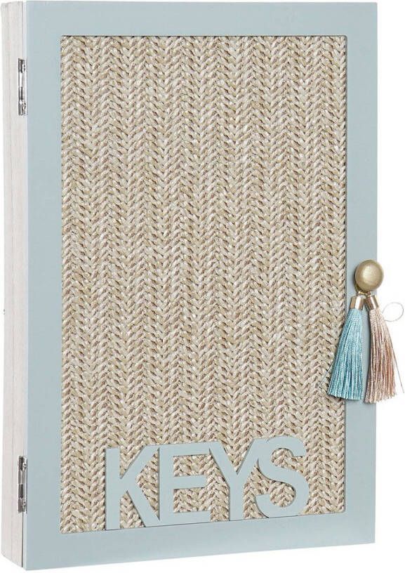Items Sleutelkastje sleutelhouder van MDF glas mintgroen 22 x 30 cm Handige kastje 5.5 cm diep Geschikt voor 6 sleutels Sleutelkastjes