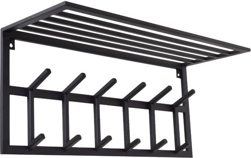 Loft42 Kapstok Jaimy Zwart Metaal 6 dubbele haken 80x35x30