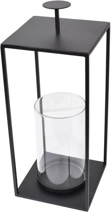 Loft42 Lantaarn Bradley met Glas Zwart 32x15x15