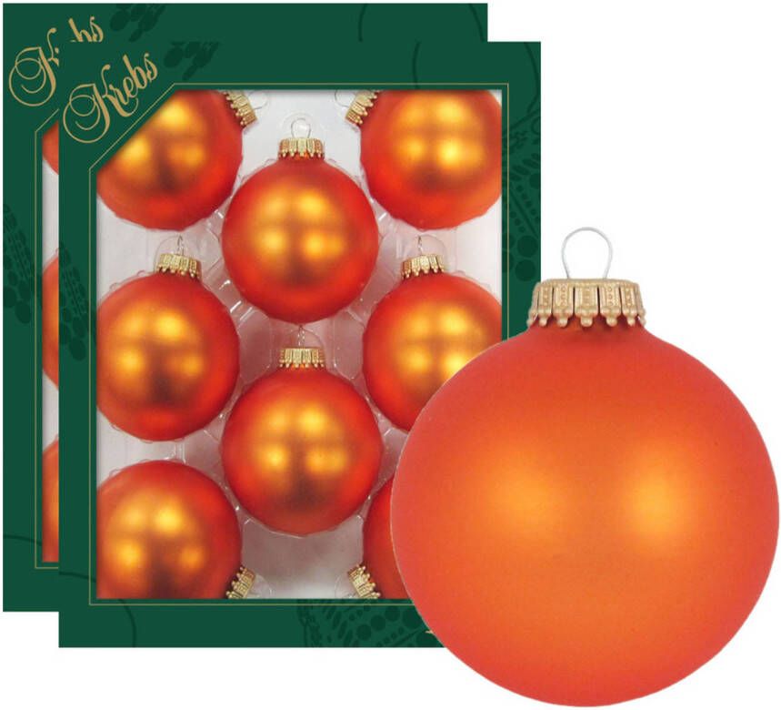 Merkloos 16x Oranje matte kerstboomversiering kerstballen van glas 7 cm Kerstbal