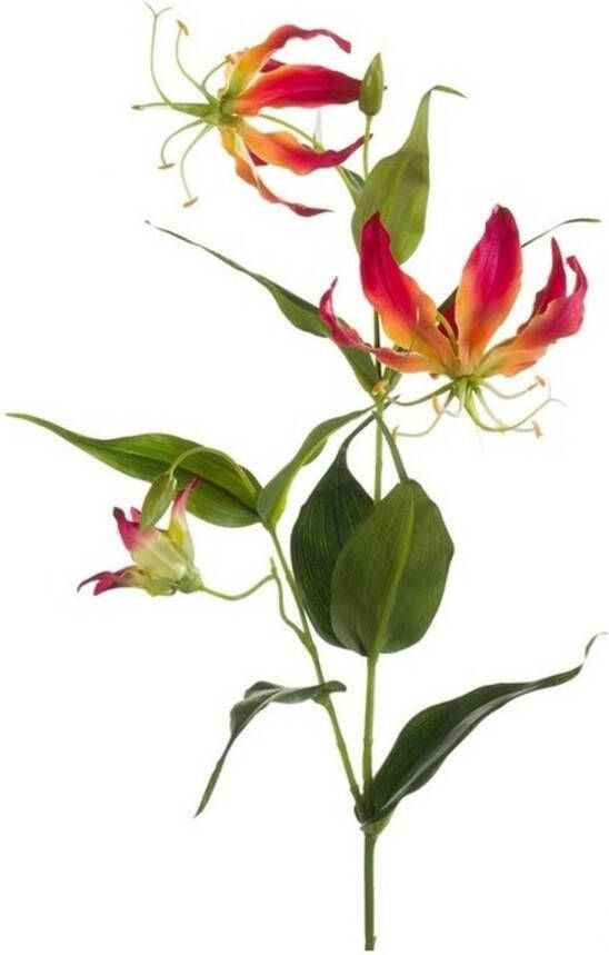 Merkloos 1x Gloriosa Klimlelie kunstbloemen kunstplanten rood geel 75 cm Kunstbloemen