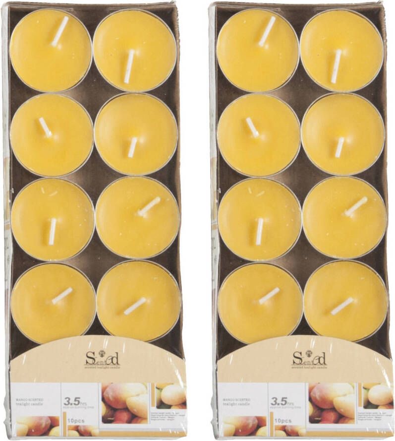 Merkloos 20x Geurtheelichtjes mango geel 3 5 branduren geurkaarsen