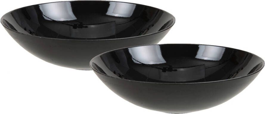 Merkloos 2x stuks kunststof decoratie schalen zwart Tafeldecoratie schalen Woonaccessoires Kaarsenplateaus