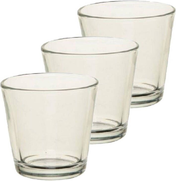 Merkloos 8x stuks theelichthouder waxinelichthouder transparant glas 7 cm Glazen kaarsenhouder voor waxinelichtjes Waxinelichtjeshouders