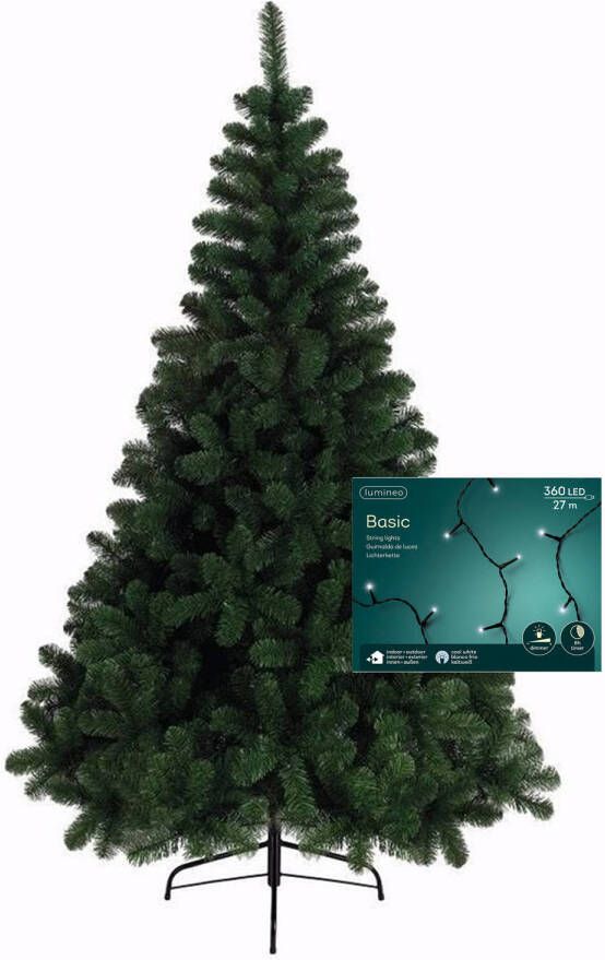 Merkloos Kerstboom 240 cm incl. kerstverlichting lichtsnoer helder wit Kunstkerstboom