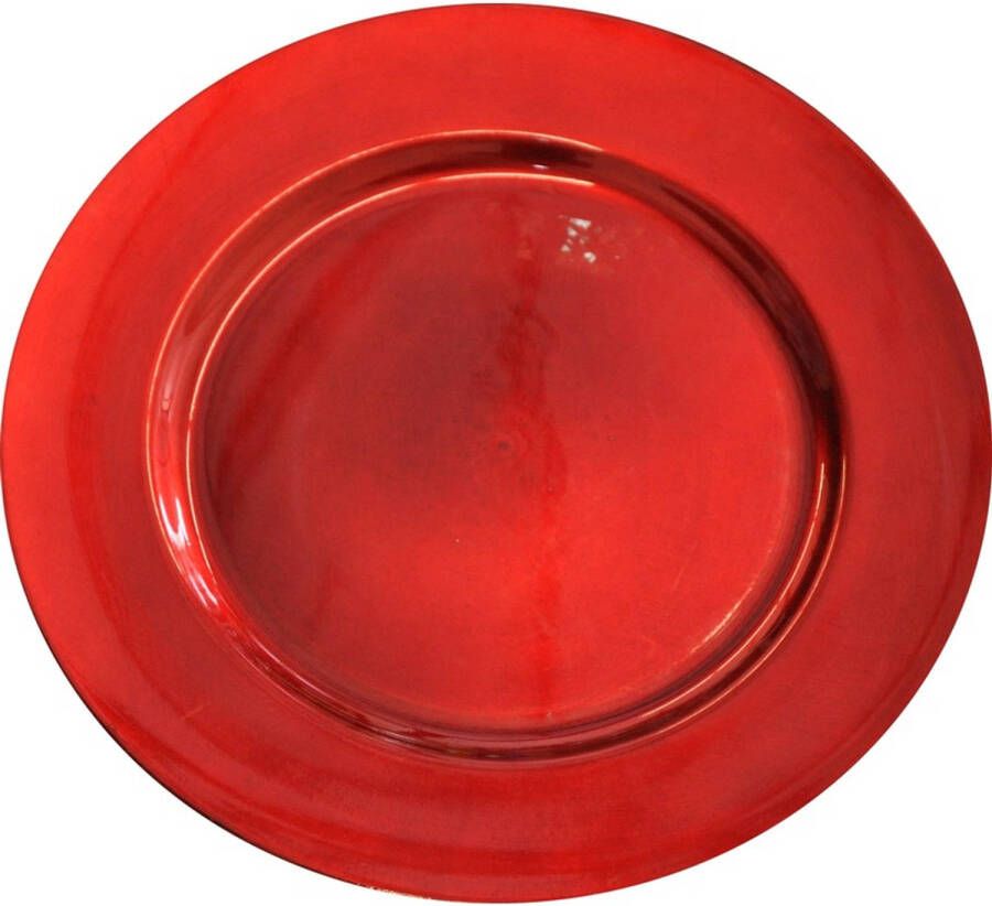 Merkloos Ronde rode glimmende onderzet bord kaarsonderzetter 33 cm Kaarsenplateaus