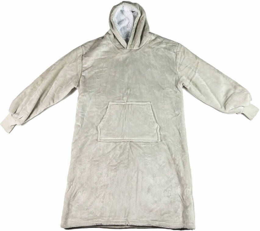 Merkloos SHERRY Oversized Hoodie 110x170 cm Pumice Stone beige Hoodie & deken in één heerlijke grote fleece hoodie d