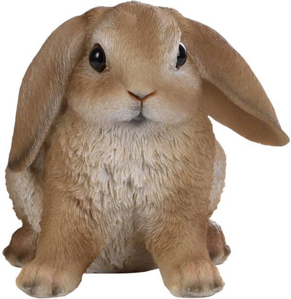 Merkloos Tuinbeeldje bruin Hangoor konijntje 15 cm Beeldjes