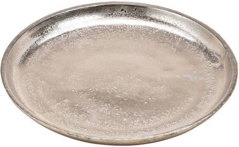Merkloos Kaarsenbord plateau rond zilver aluminium D25 cm Kaarsenonderzetter Kaarsenplateaus