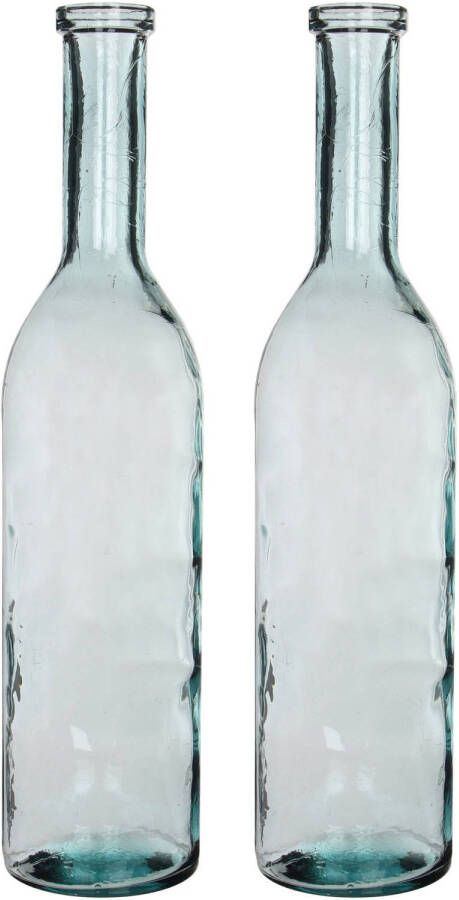 Mica Decorations Set van 2x stuks transparante fles vaas vazen van eco glas 18 x 75 cm Vazen