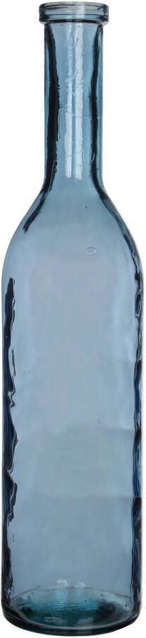 Mica Decorations Transparante blauwe fles vaas vazen van eco glas 18 x 75 cm Rioja Woonaccessoires woondecoraties Glazen bloemenvaas Flesvaas flesvazen Vazen