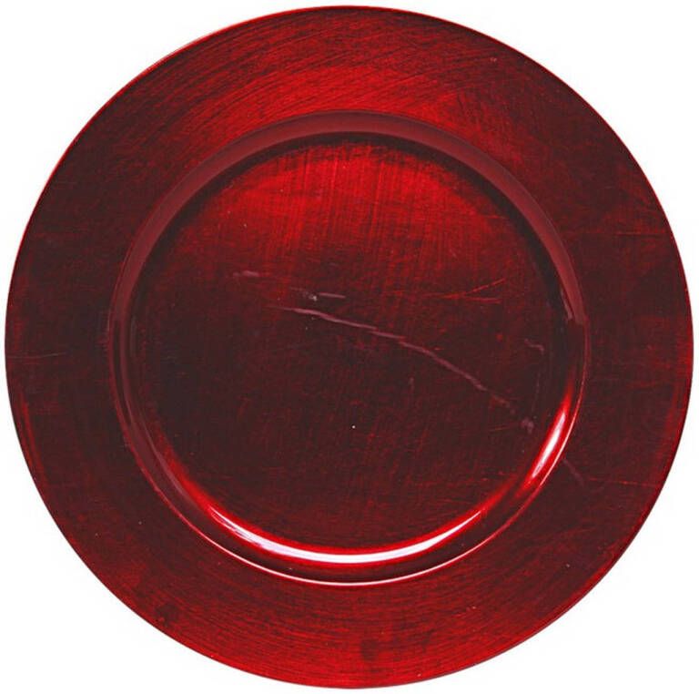 Othmar decorations 1x Ronde kaarsenborden onderborden rood glimmend 33 cm Kaarsenplateaus
