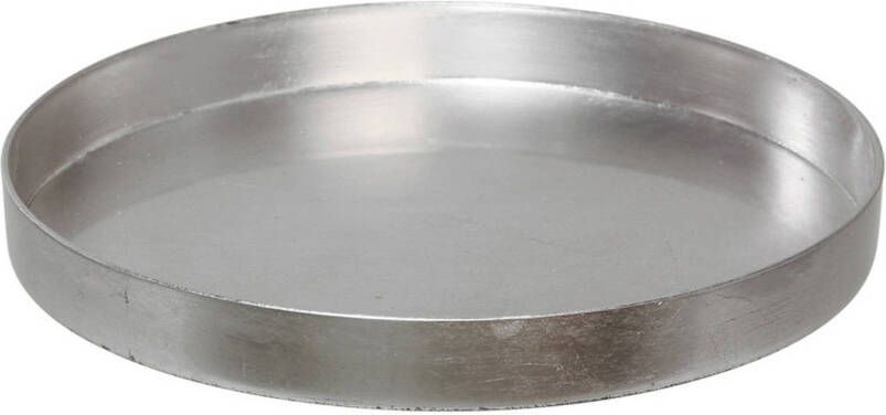 Othmar Decorations Kaarsenbord plateau zilver kunststof rond D27 cm Kaarsenonderzetter Kaarsenplateaus