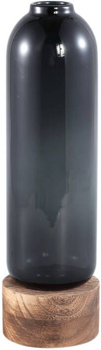 Ptmd Collection PTMD Fleure Grey glass vase wooden base long L