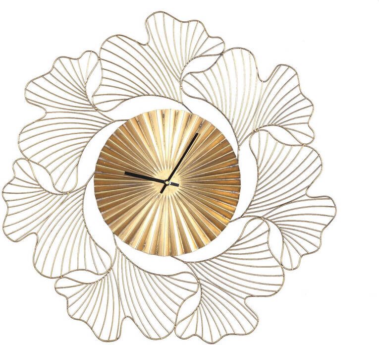 Ptmd Collection PTMD Jora Gold metal clock with coral leaves round