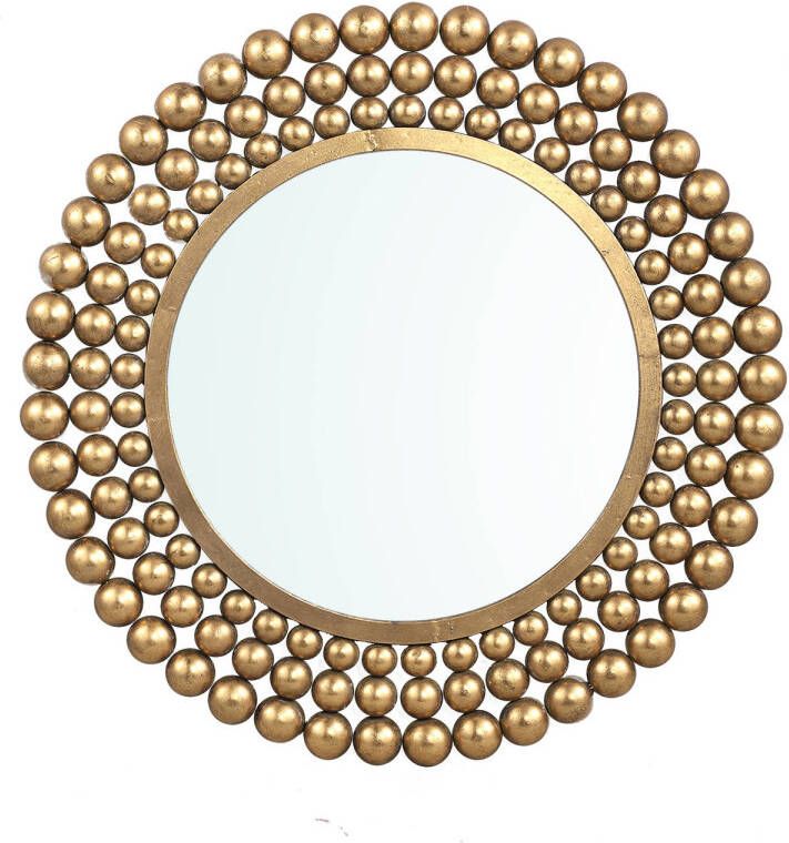 Ptmd Collection PTMD Zenno Gold metal wall mirror dotted border round