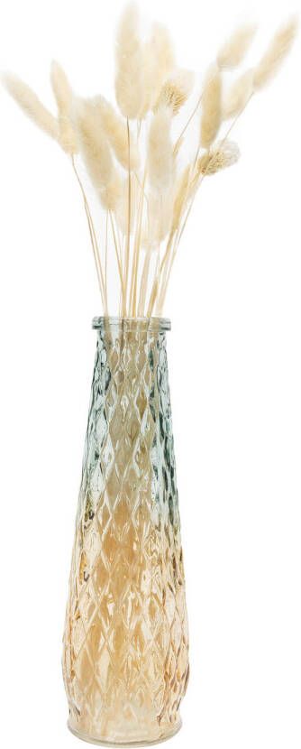 QUVIO Glazen vaas met patroon geel|blauw Hoogte 22 cm
