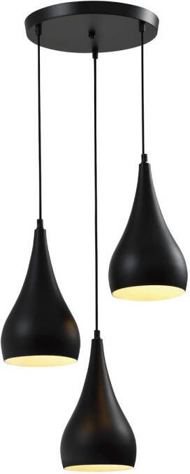 QUVIO Hanglamp glas 3-lichts rond zwart QUV5130L-BLACK