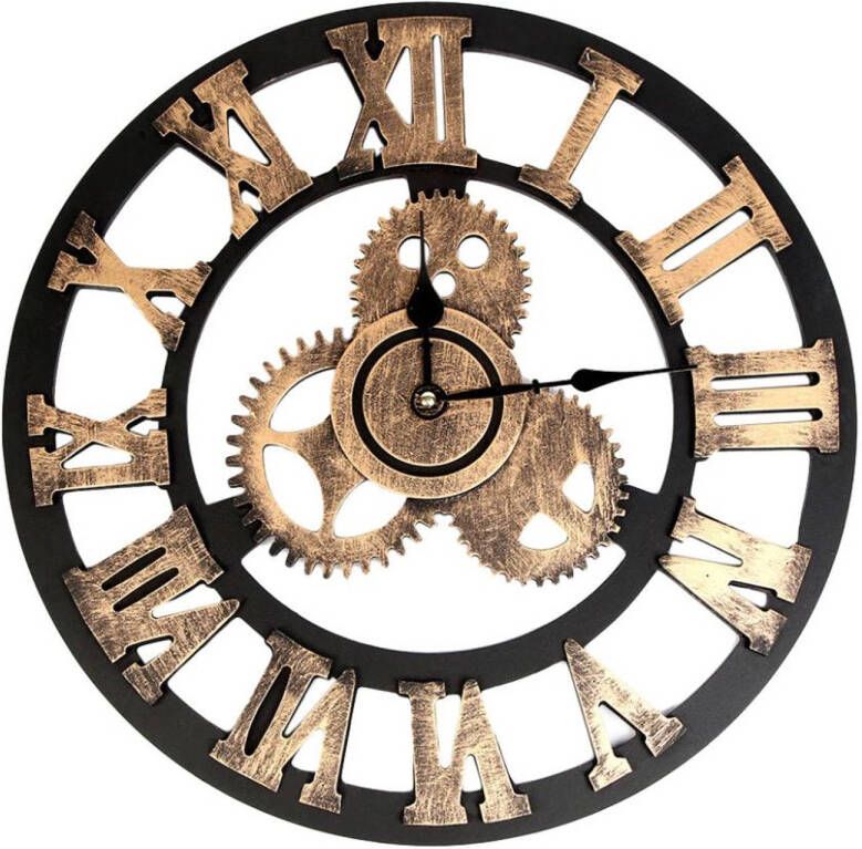 QUVIO Wandklok industrieel Hout Diameter 45 cm