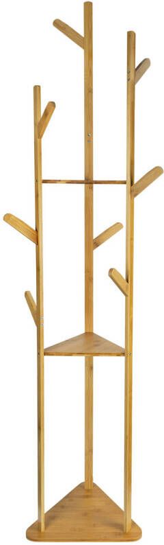 QUVIO Kapstok met drie planken Hout Lichtbruin