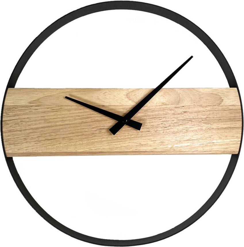 QUVIO Wandklok modern Staal en hout Diameter 36 cm