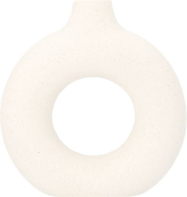 QUVIO Vaas rond met gat in het midden 19 cm Keramiek Wit