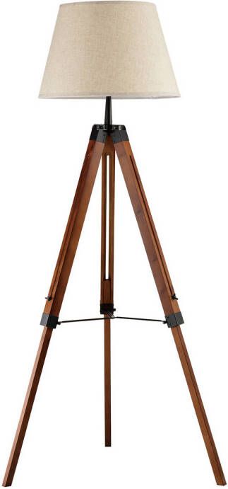 QUVIO Vloerlamp landelijk Driepoot van hout Diameter voet 60 cm