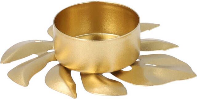 QUVIO Waxinelichthouder op een blad 9 x 8 x 2 cm Metaal Goud