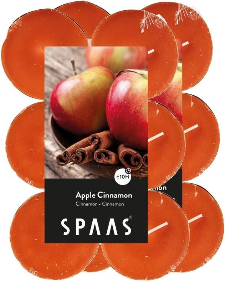 Candles by Spaas 24x Maxi theelichten appel kaneel geurkaarsen Apple Cinnamon 10 branduren geurkaarsen