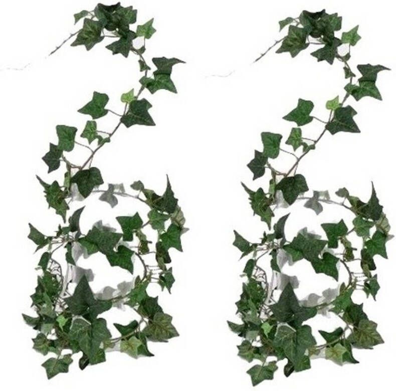 Merkloos 2x Groene slinger plant Hedera Helix klimop kunstplant 180 cm voor binnen kunstplanten nepplanten Kunstplanten