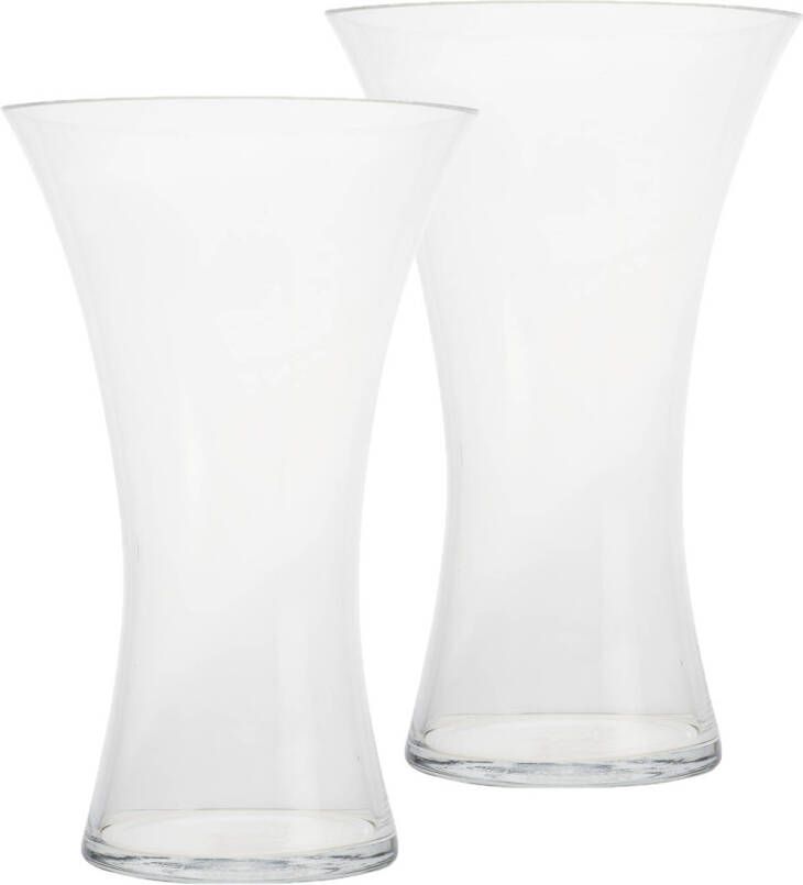 Cosy & Trendy 2x stuks trompet vazen glas transparant 15 x 24 cm Transparante vazen van glas Vazen