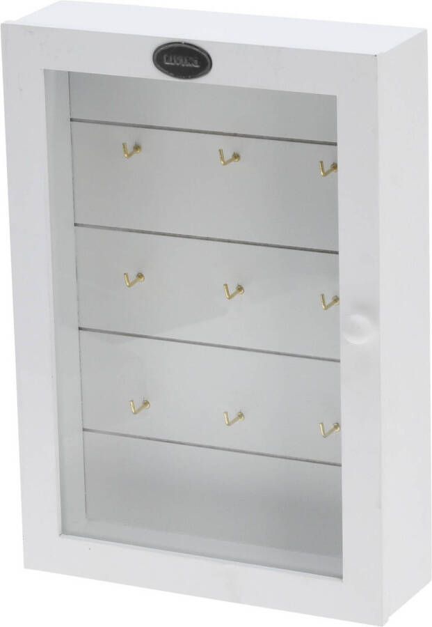 H&S Collection Houten sleutelkast sleutelkluis wit 19 x 27 cm Sleutels opbergen Sleutelkastjes