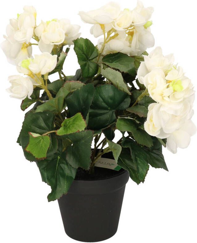 Merkloos Kunstplant Begonia wit 30 cm Kunstplanten