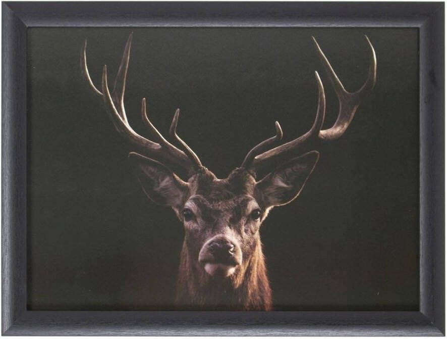 Mars & More Schootkussen laptray zwarte hert print 43 x 33 cm Schoottafel Dienblad voor op schoot Dienbladen