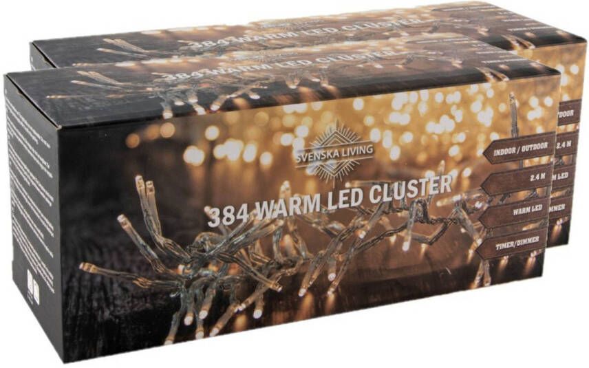 Svenska Living cluster lichtsnoeren -2x st -warm wit -240 cm -384 leds Kerstverlichting kerstboom