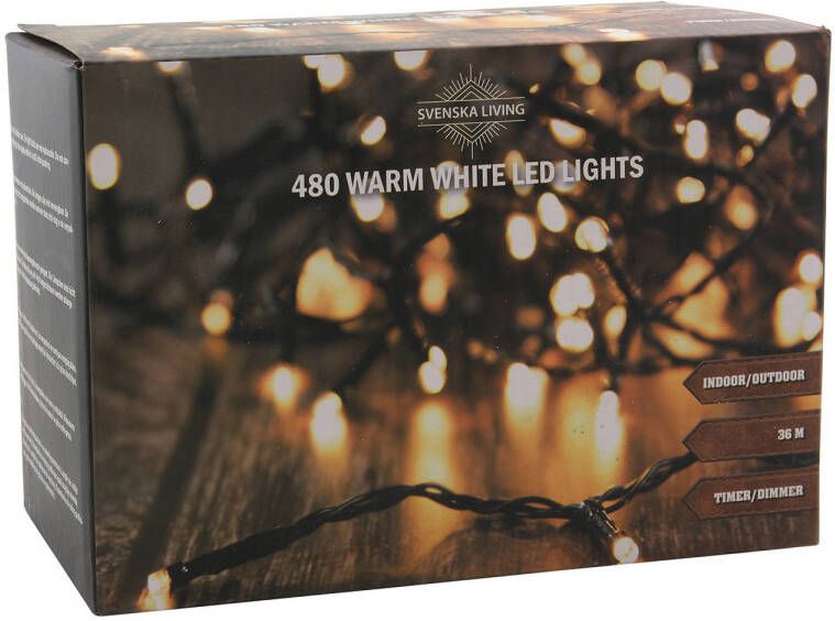 Svenska Living Kerstverlichting warm wit buiten 480 lampjes 3600 cm inclusief timer en dimmer Kerstverlichting kerstboom