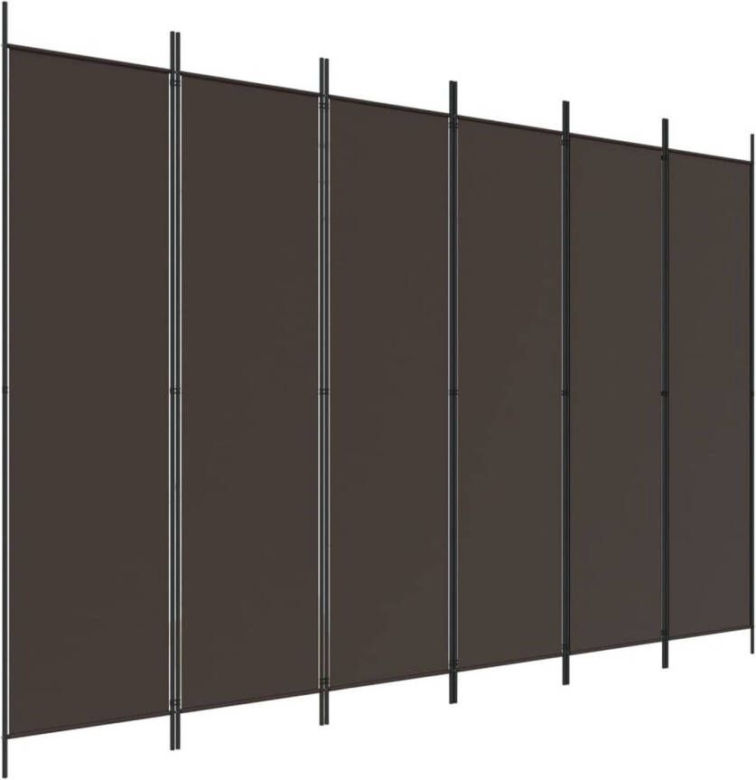The Living Store Kamerscherm Bruin 6 Panelen 300x200 cm Inklapbaar 100% polyester