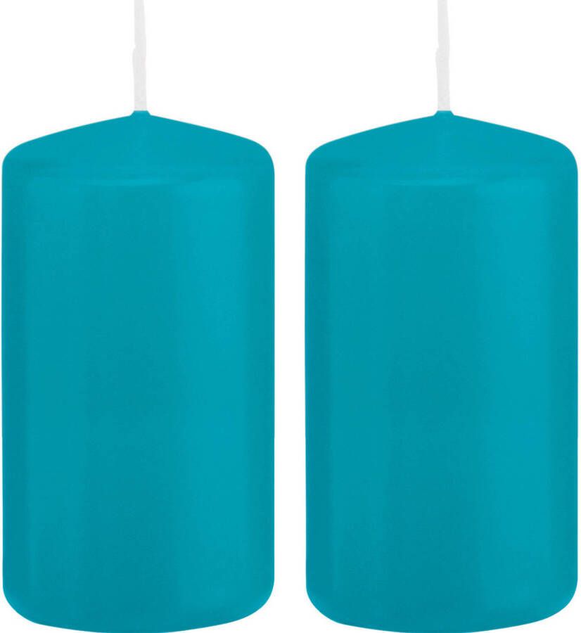 Trend Candles 2x Turquoise blauwe cilinderkaarsen stompkaarsen 6 x 12 cm 40 branduren Geurloze kaarsen turkoois blauw Woondecoraties Stompkaarsen
