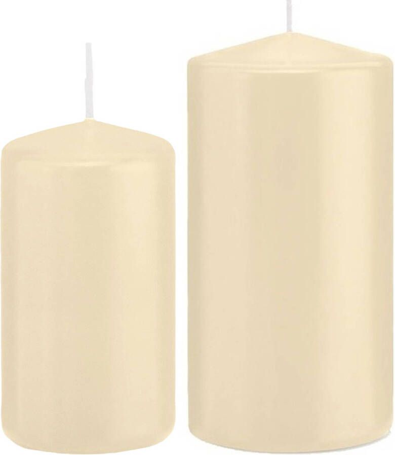 Trend Candles Stompkaarsen set van 2x stuks creme wit 12 en 15 cm Stompkaarsen