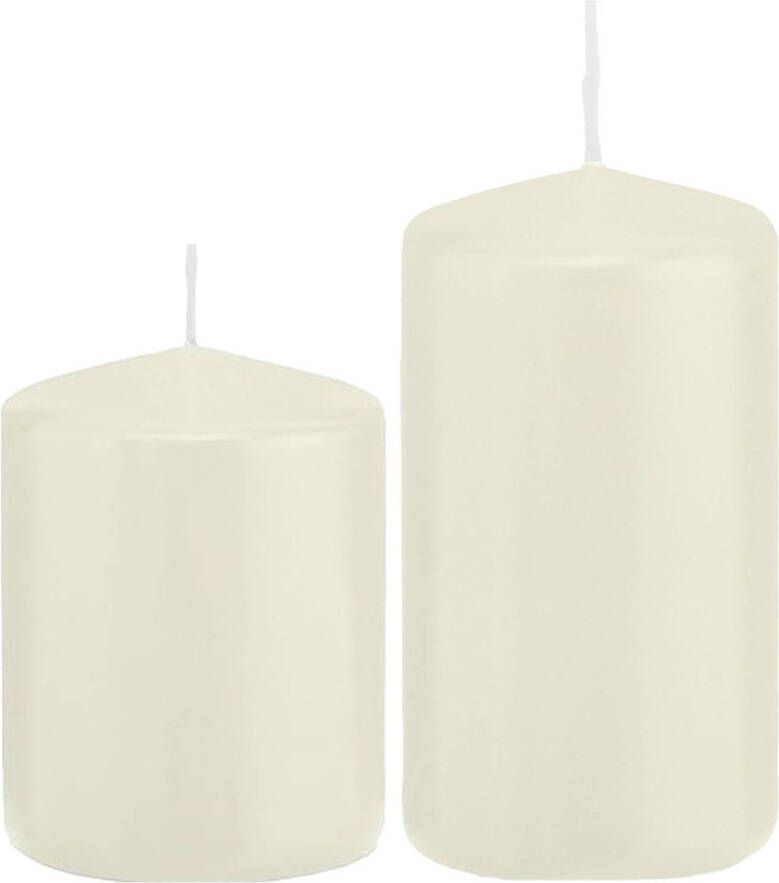 Trend Candles Stompkaarsen set van 2x stuks ivoor wit 8 en 12 cm Stompkaarsen