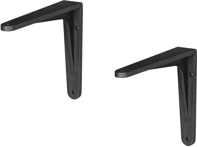 Merkloos 2x stuks plankdragers planksteunen zwart gemoffeld aluminium 14 x 11 5 cm Plankdragers