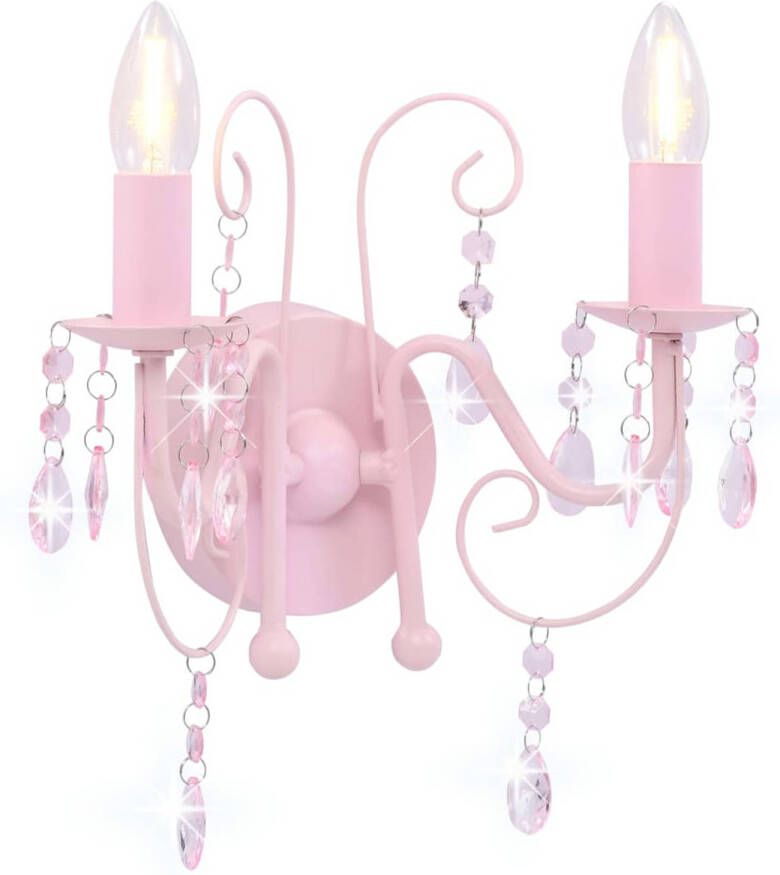 VidaXL Wandlamp met kralen 2 x E14 roze
