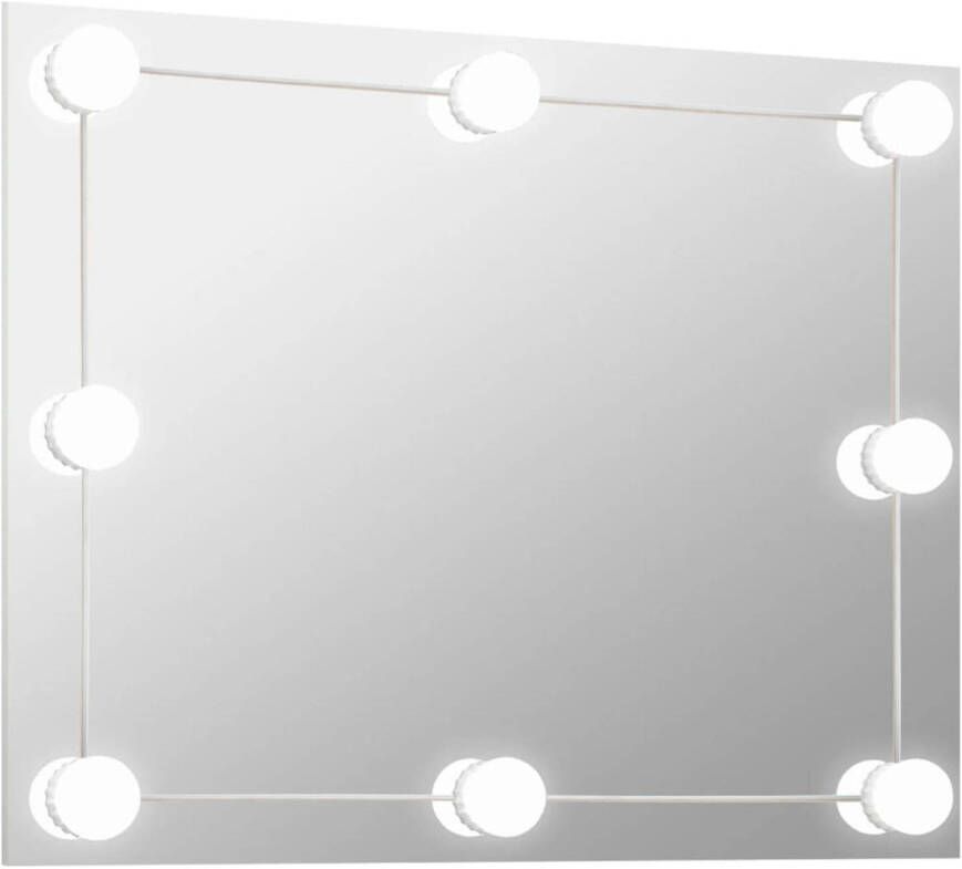 VidaXL Wandspiegel zonder lijst met LED-lampen rechthoekig glas