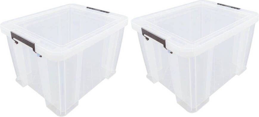 Whitefurze 2x stuks Allstore opbergboxen 48 liter Transparant 49 x 44 x 31 cm Opbergbox