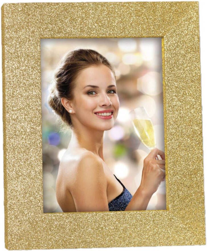 ZEP Houten fotolijstje goud met glitters geschikt voor een foto van 13 x 18 cm Fotolijsten