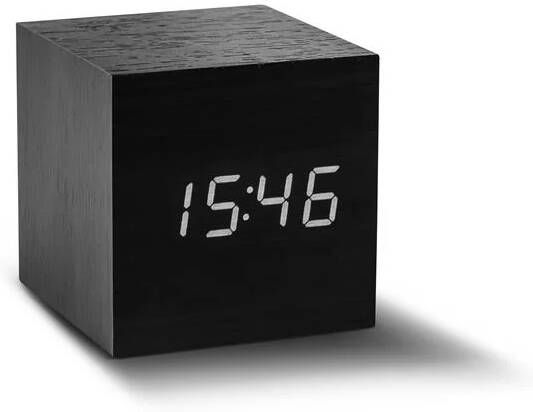 Gingko Cube click clock Alarmklok Zwart LED Wit