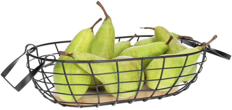 QUVIO Opbergmand Fruitmand Ovaal Staal en hout