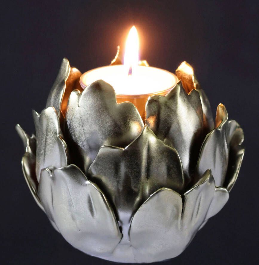 I.GE.A. Kandelaar Artischocke Teelichthalter aus Keramik Höhe ca. 9 cm (1 stuk)