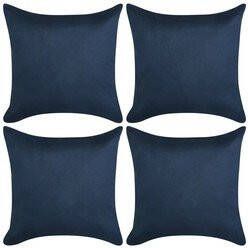 Prolenta Premium Kussenhoezen 4 stuks marineblauw imitatie suède 80x80 cm polyester